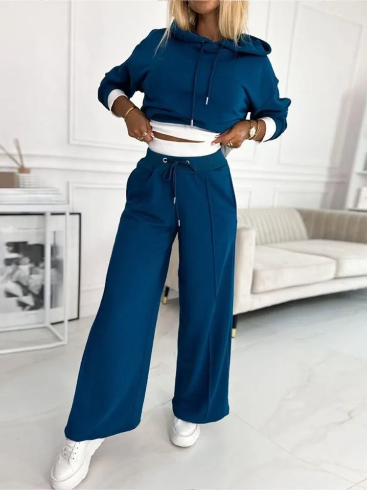 Completo Donna Felpa con Cappuccio e Pantaloni Jogger Morbido Elegante