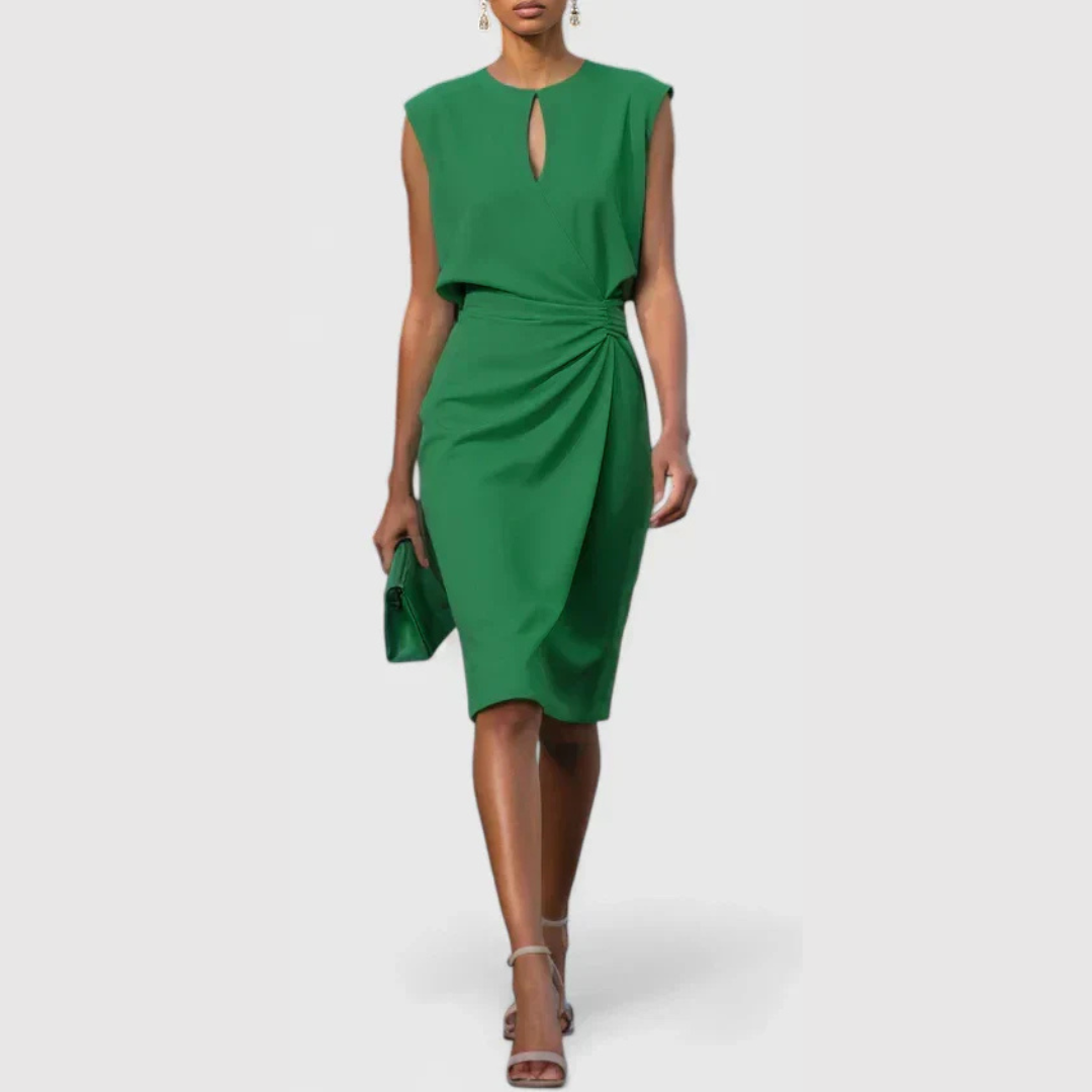 Abito Midi Donna Smanicato con Arricciature