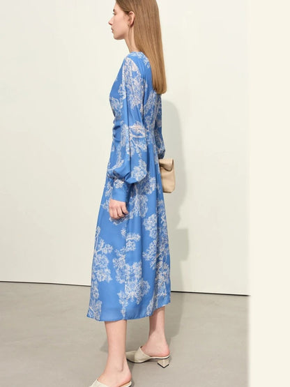 Abito Donna in Chiffon Scollo a V Coulisse e Maniche a Sbuffo - Brentozzi