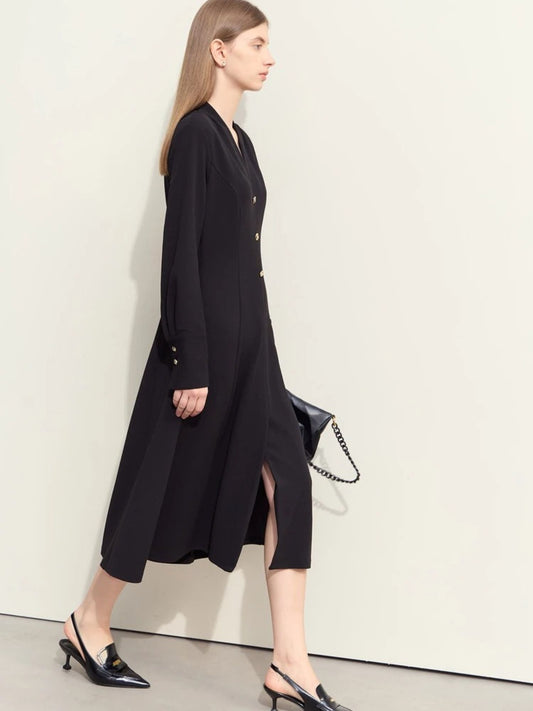 Abito Midi Donna Scollo a V con Polsini - Brentozzi
