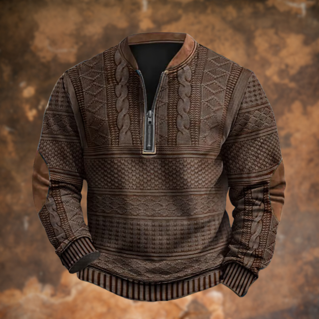 Maglione Uomo con Zip Design a Motivo Strutturato