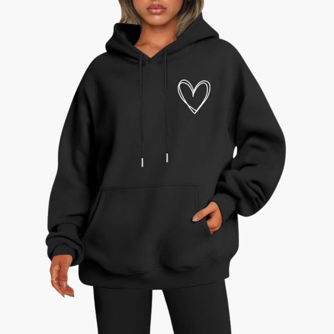 Felpa Donna con Cappuccio Stampa Cuore Regular Fit - Brentozzi