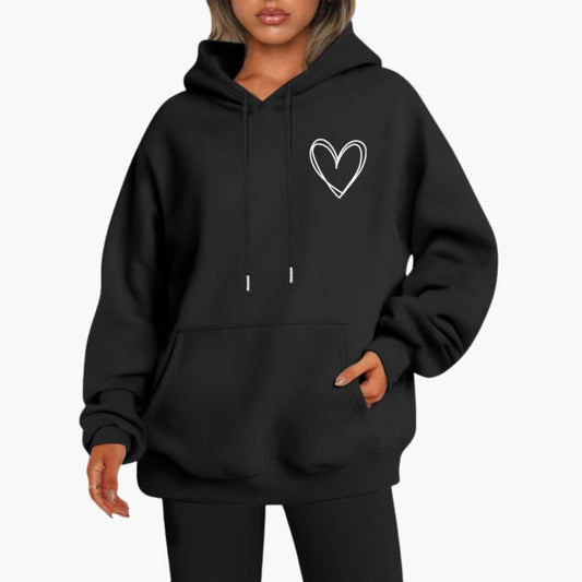 Felpa Donna con Cappuccio Stampa Cuore Regular Fit - Brentozzi