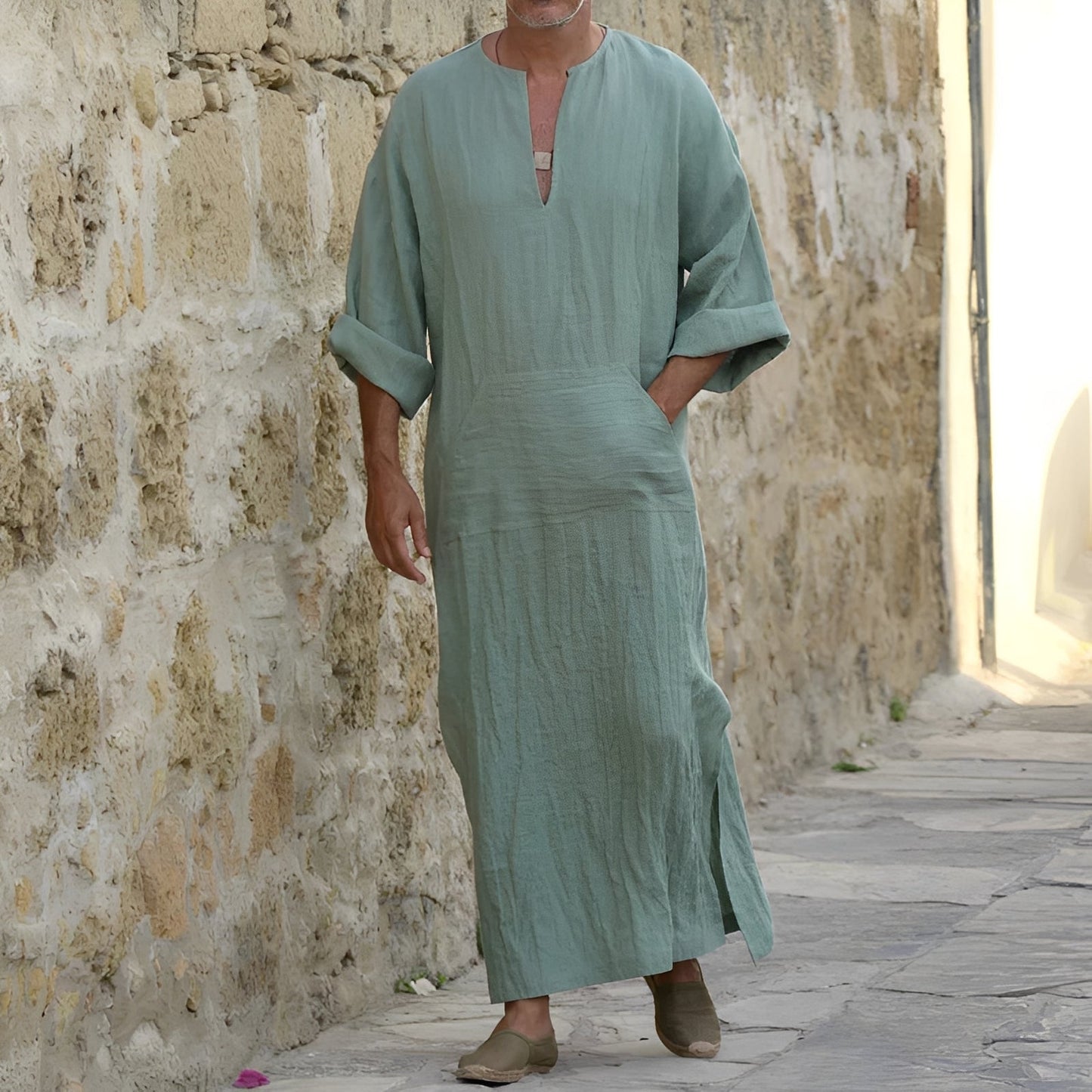 Abito Camicia Lungo Uomo con Spacco