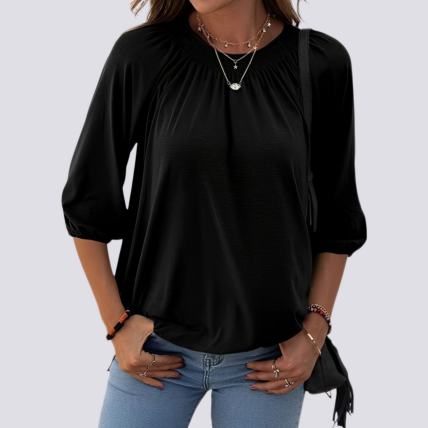 Camicia Donna Tessuto Morbido Girocollo Vestibilità Comoda