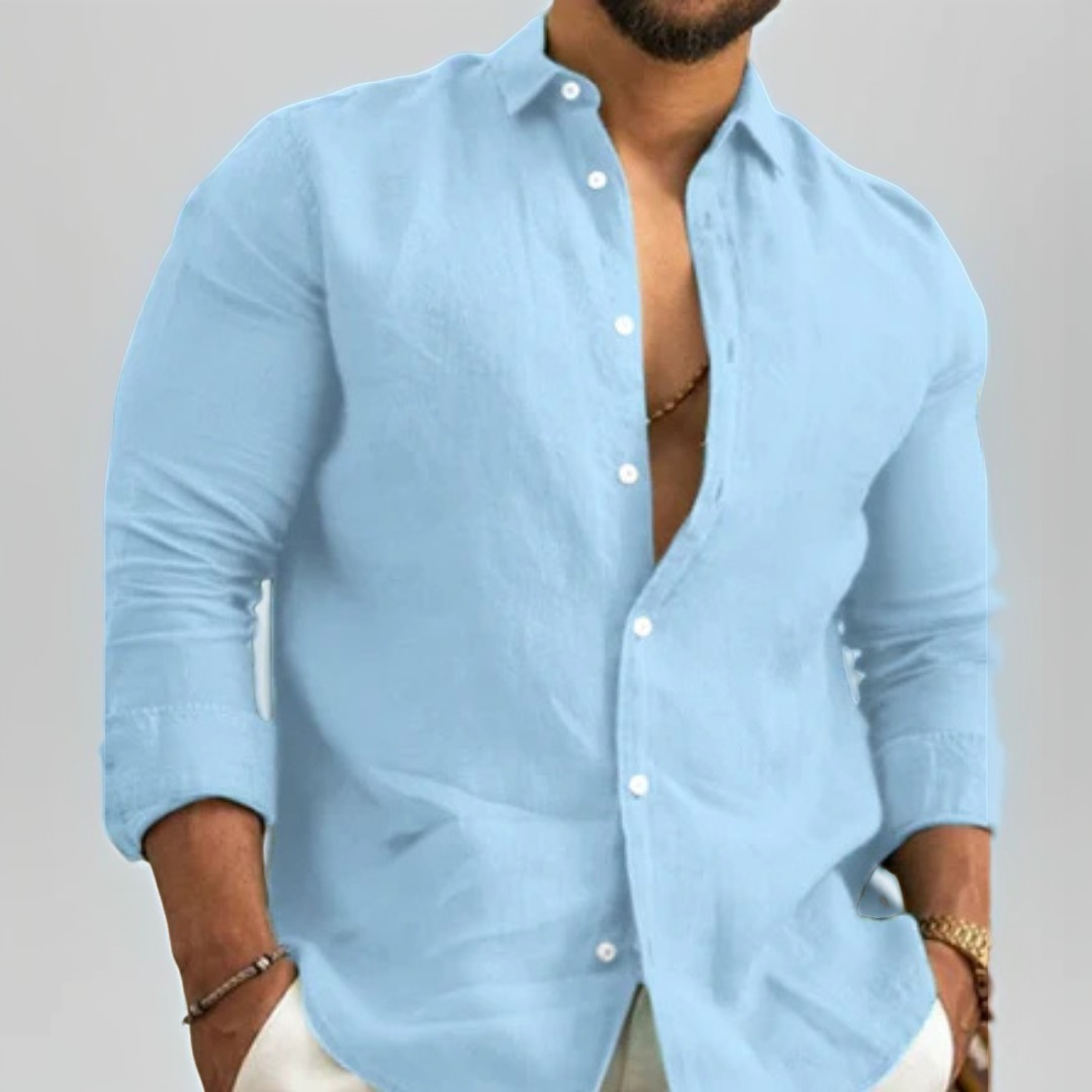 Camicia Uomo Elegante Manica Lunga Slim Fit