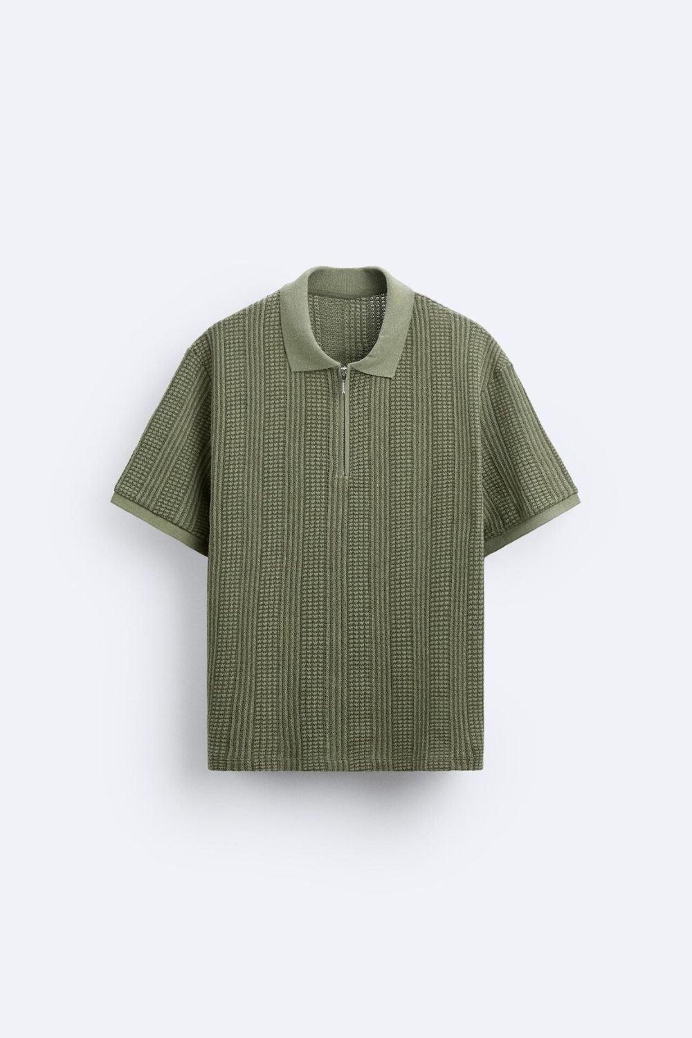 Polo Uomo Maglia Strutturata con Zip