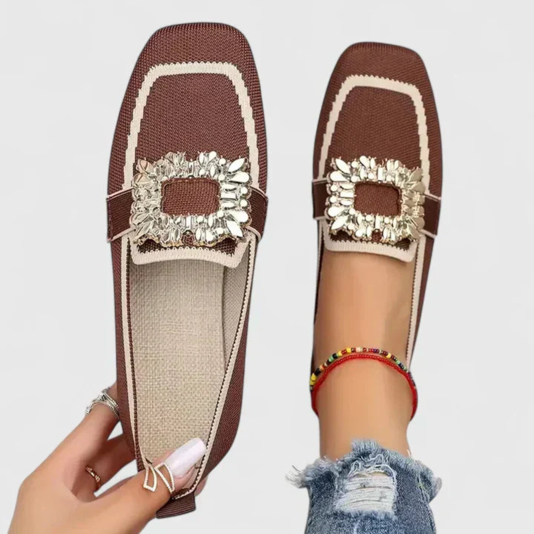Mocassini Donna Slip-On con Fibbia Cristallo