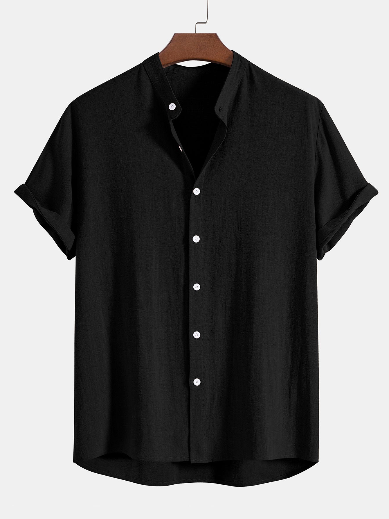 Completo Uomo Camicia Colletto alla Coreana e Pantaloni Vita Dritta