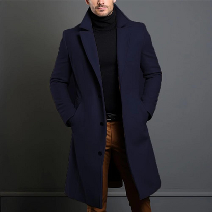 Cappotto Uomo in Misto Lana Taglio Sfiancato con Colletto Rever