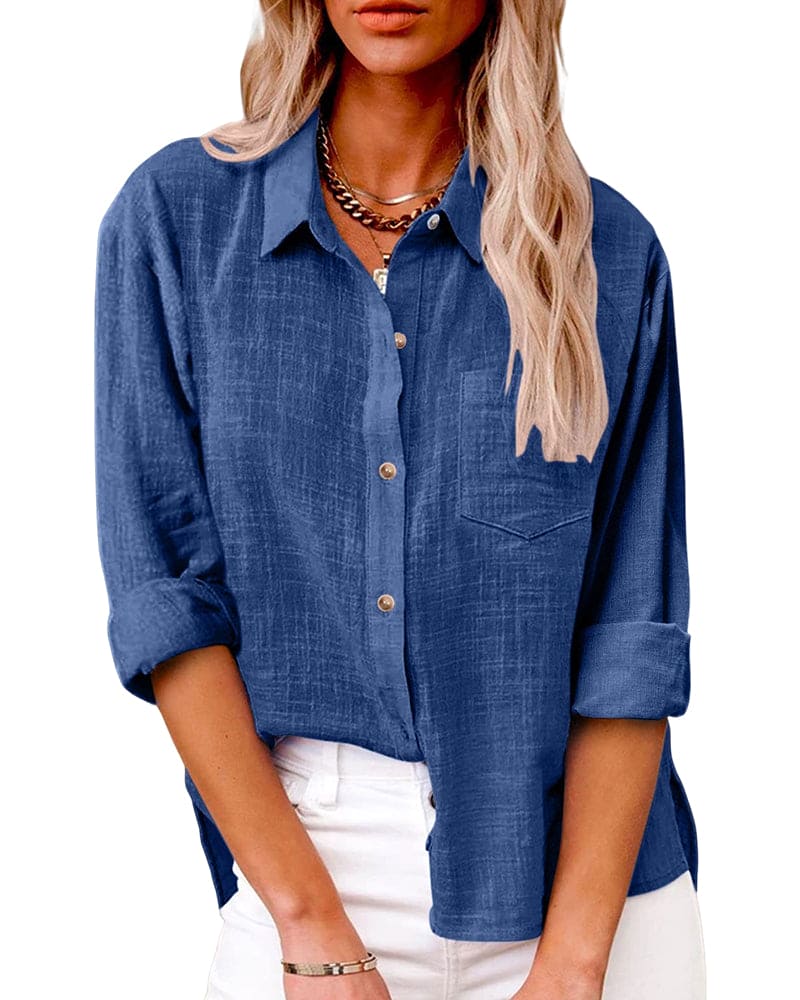 Camicia Donna Manica Lunga Stile Casual