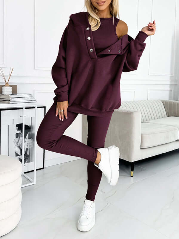 Tuta Donna Felpa in Fleece con Cappuccio Comfortabile