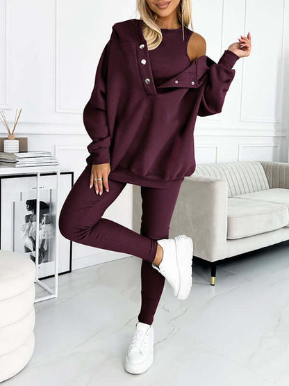 Tuta Donna Felpa in Fleece con Cappuccio Comfortabile