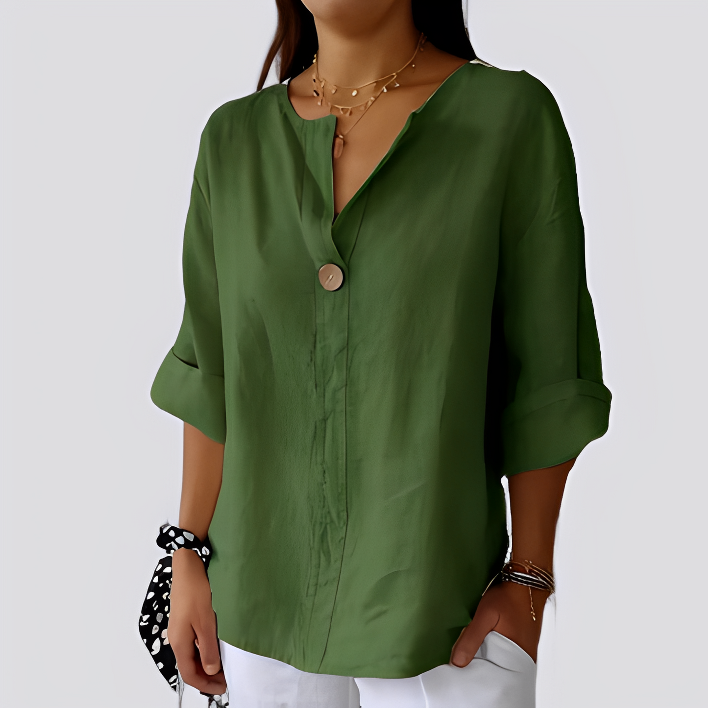 Camicia Donna Casual Scollo a V Vestibilità Comoda