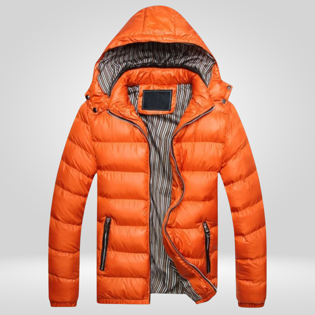 Cappotto Uomo Imbottito con Cappuccio e Vestibilità Slim