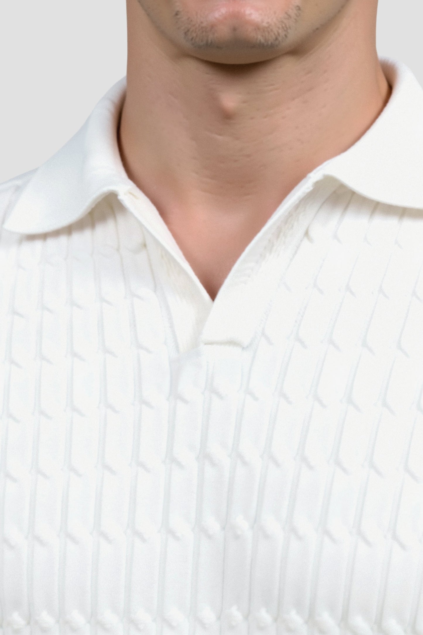 Polo Uomo Maglia Lavorata a Maglia con Motivo Strutturato