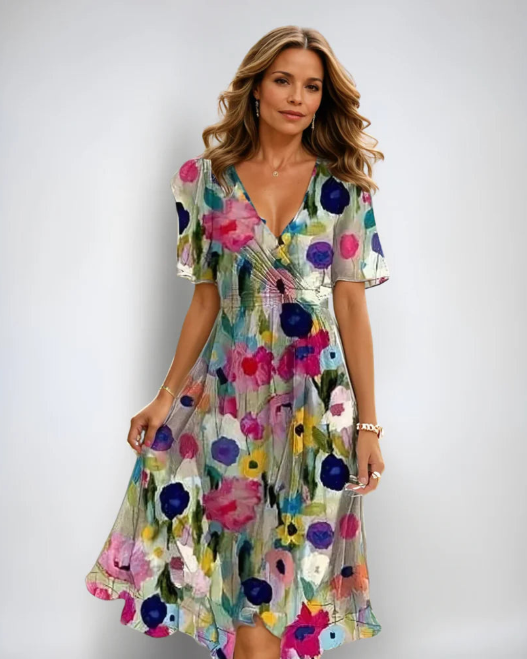 Abito Midi Donna Estivo a Portafoglio Fantasia Floreale