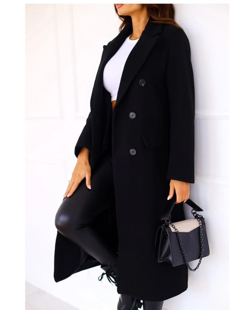 Trenchcoat Donna Elegante in Tessuto Sagomato Manica Lunga