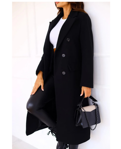 Trenchcoat Donna Elegante in Tessuto Sagomato Manica Lunga