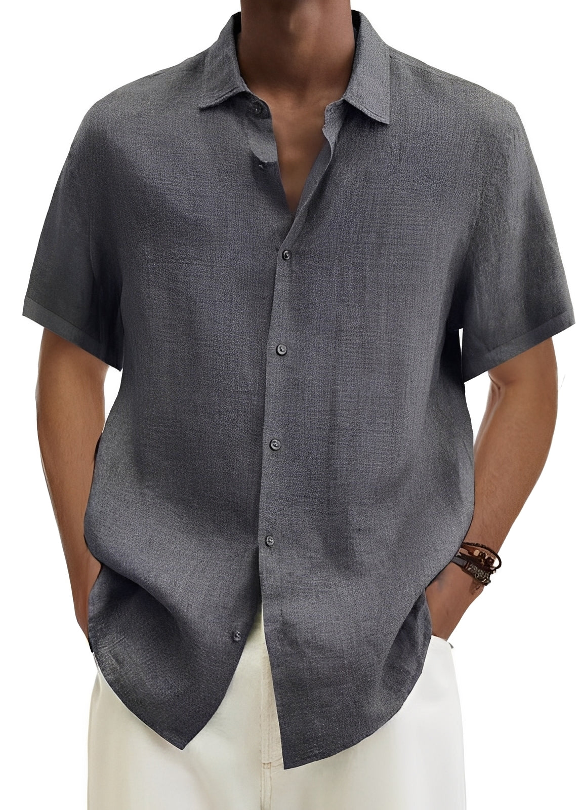 Camicia Uomo Cotone Bottoni Vestibilità Larga