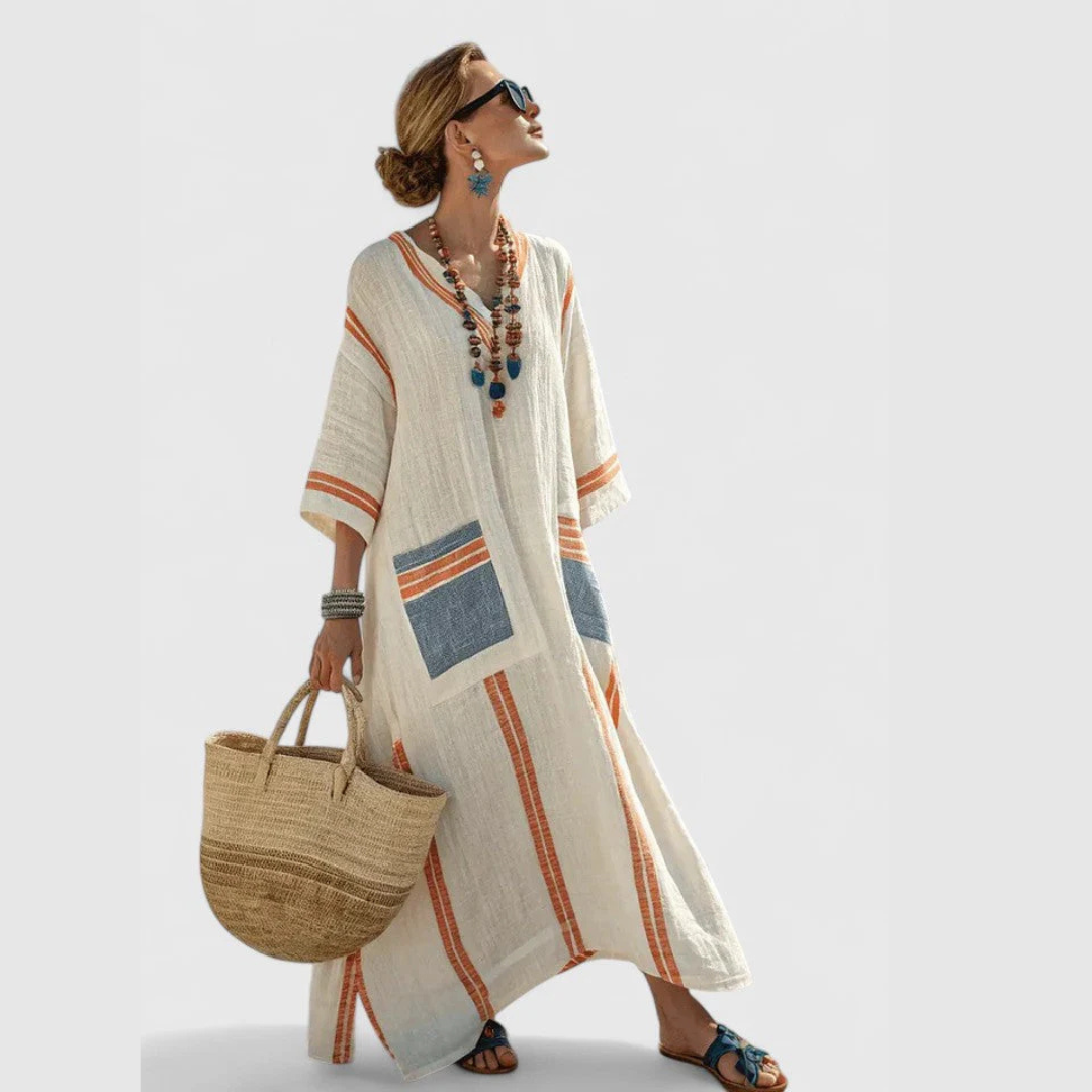 Abito Maxi Donna Scollo a V Vestibilità Larga