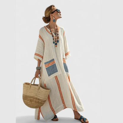 Abito Maxi Donna Scollo a V Vestibilità Larga