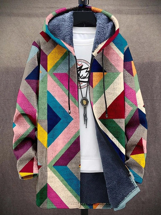 Cardigan Uomo con Cappuccio Motivo Geometrico - Brentozzi