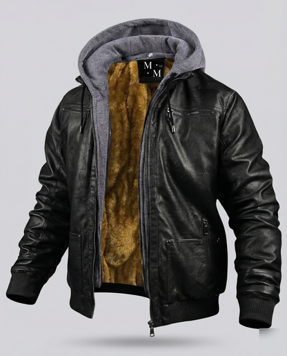 Giacca Uomo in Pelle con Cappuccio