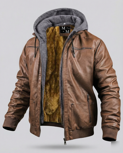 Giacca Uomo in Pelle con Cappuccio