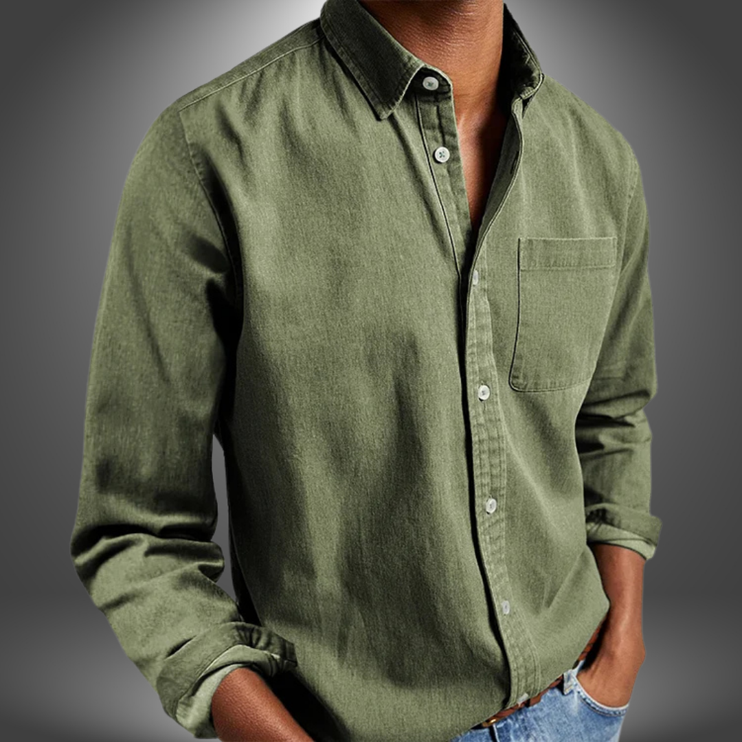 Camicia Uomo Manica Lunga con Tasca sul Petto