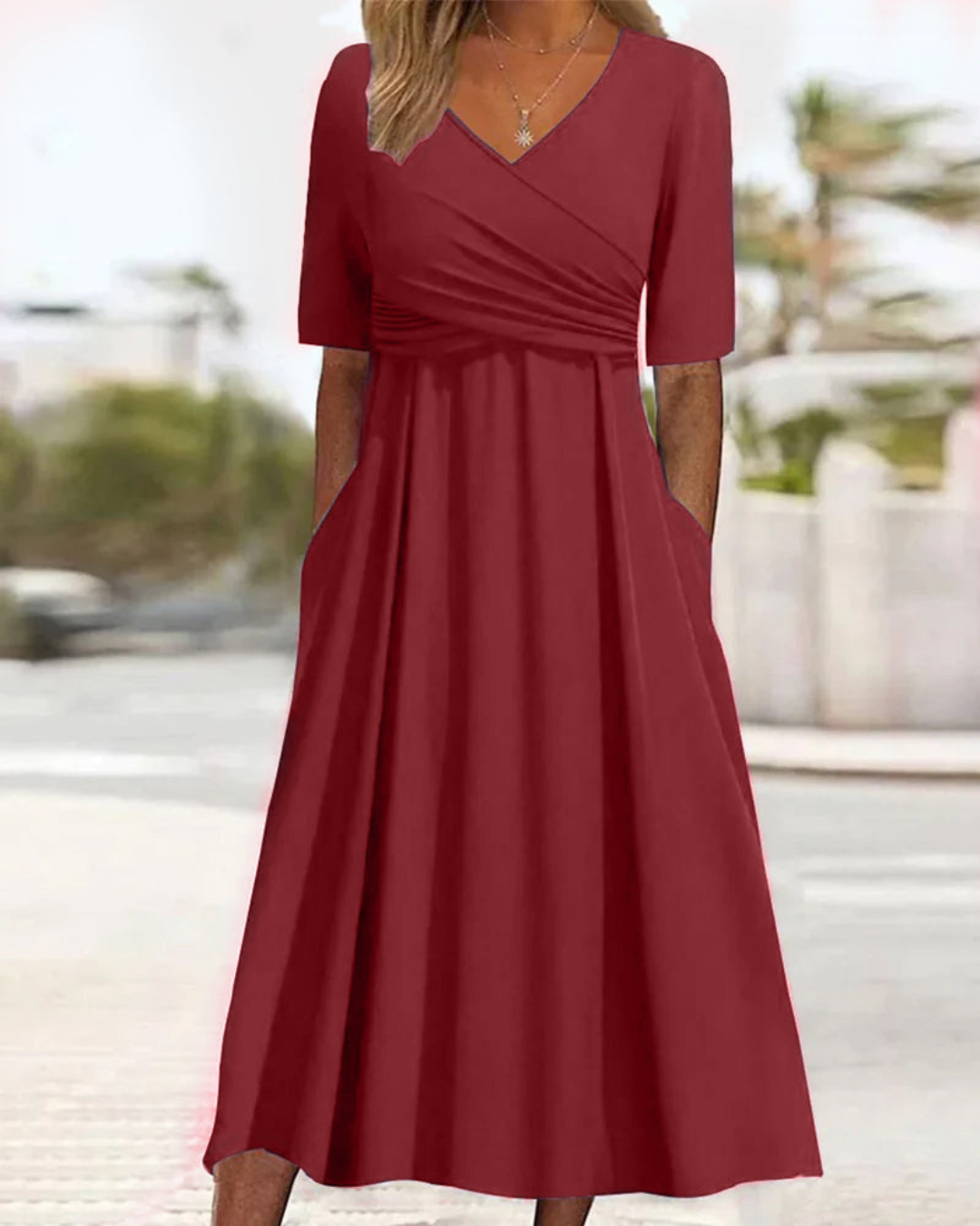 Abito Maxi Donna a Portafoglio Scollo a V