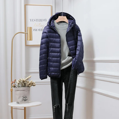 Piumino Donna con Cappuccio e Chiusura Zip
