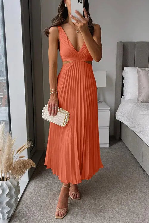 Abito Midi Donna Plissettato Cerimonia