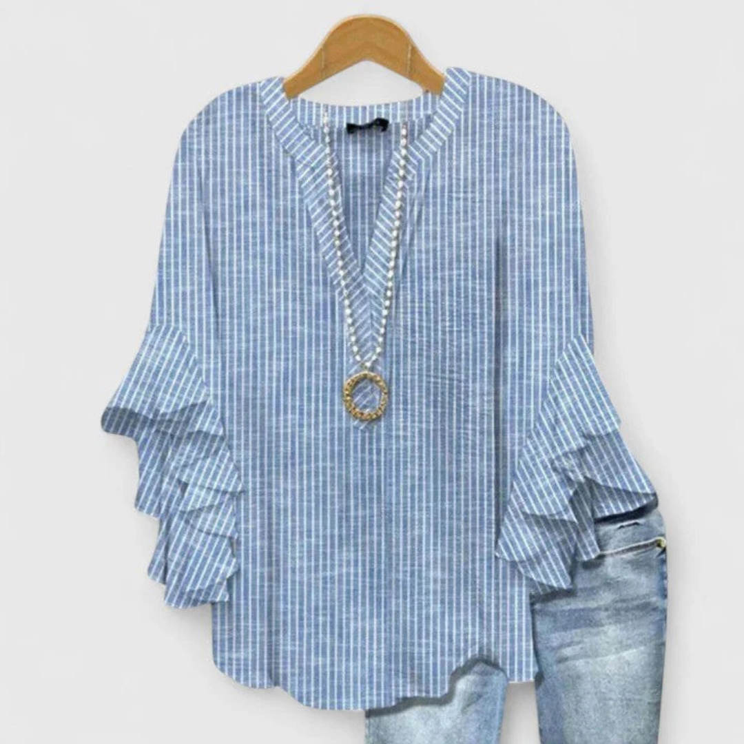 Donna Casual con Stampa Floreale e Maniche a Volant