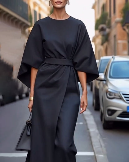 Abito Midi Donna con Cintura a Fiocco