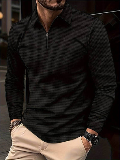 Maglia Uomo in Tessuto Waffle Manica Lunga Scollo a V