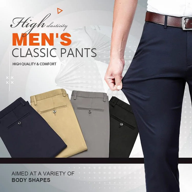Pantaloni Uomo Stretch Vestibilità Classica Lunghezza Regolare