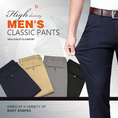 Pantaloni Uomo Stretch Vestibilità Classica Lunghezza Regolare