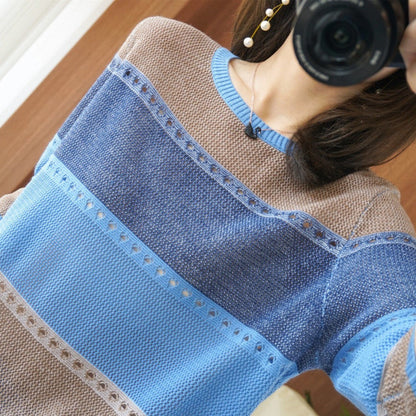 Maglione Donna in Maglia Colorblock Regular Fit