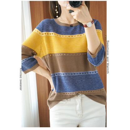 Maglione Donna in Maglia Colorblock Regular Fit