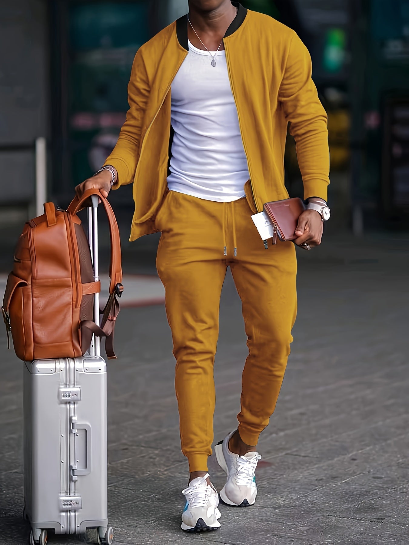 Tuta Uomo in Velluto con Giacca con Zip Comfortabile