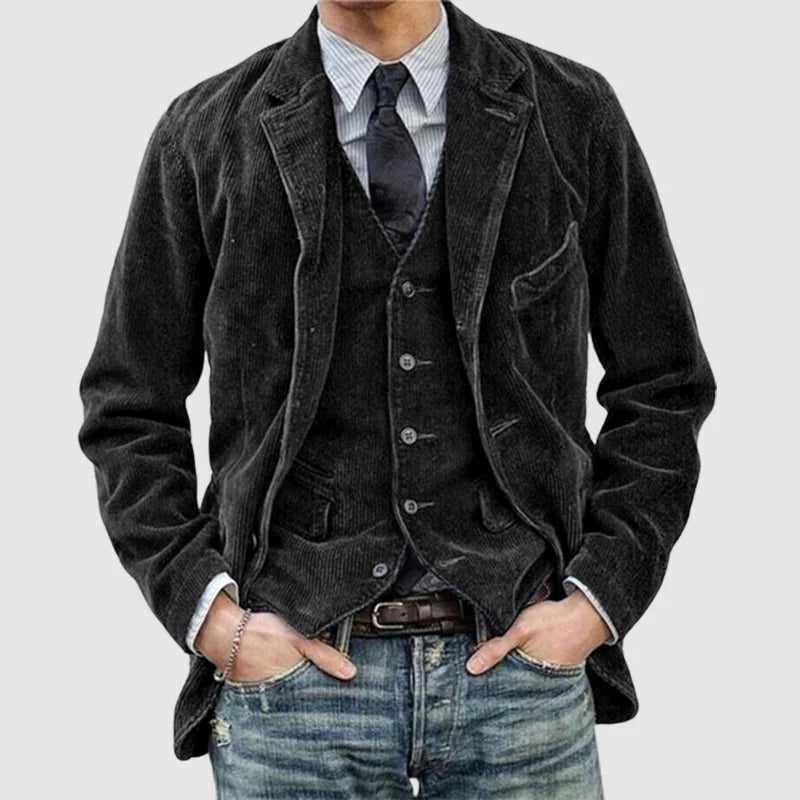 Blazer Uomo in Velluto Slim Fit con Colletto Rever e Chiusura a