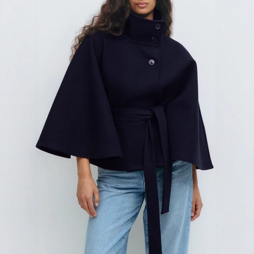Cappotto Donna con Collo Alto Stile Mantella