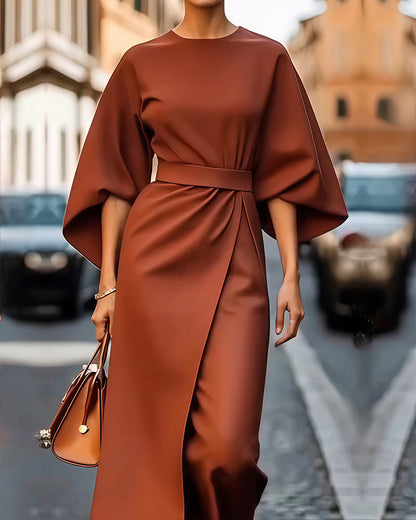 Abito Midi Donna con Cintura a Fiocco