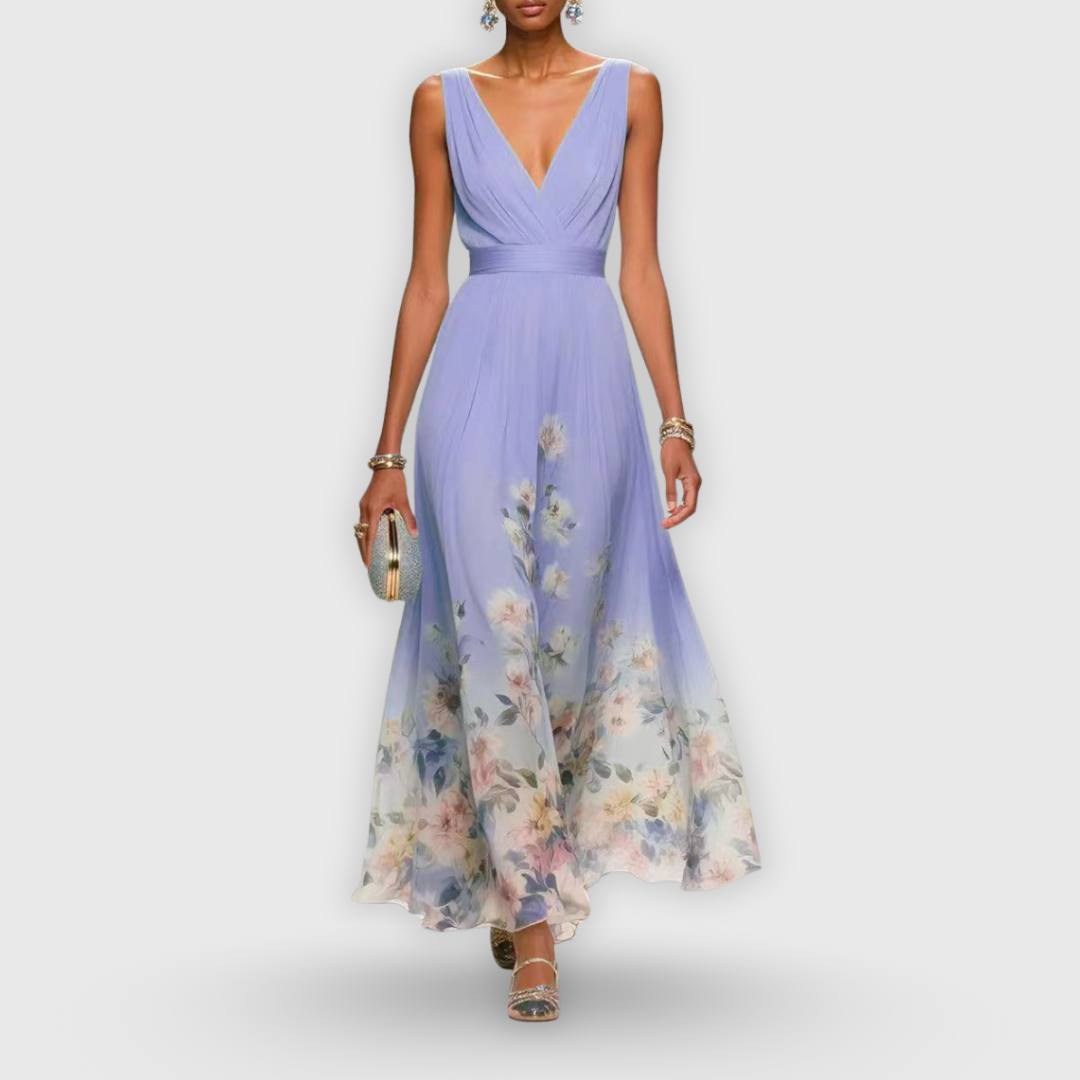 Abito Maxi Donna Scollo a V Fantasia Floreale