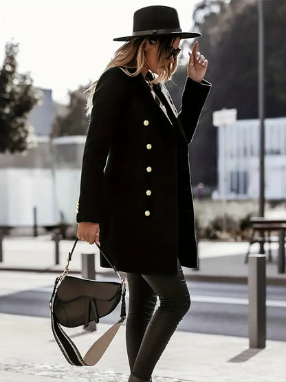 Cappotto Donna Classico Doppio Petto con Bottoni Metallizzati