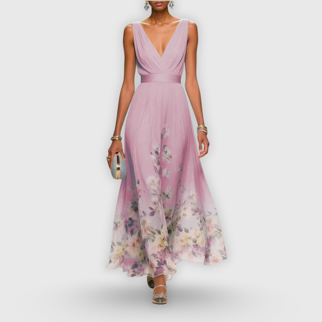 Abito Maxi Donna Scollo a V Fantasia Floreale