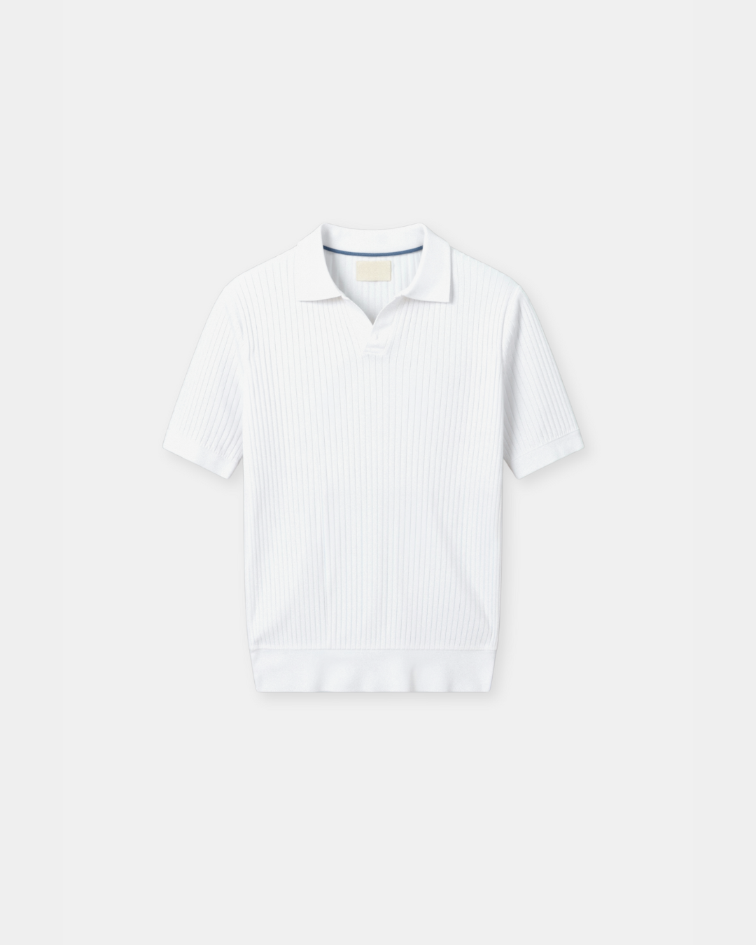 Polo Uomo in Maglia Ribbata Colletto Aperto Slim Fit