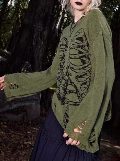 Maglione Uomo Manica Lunga Stile Sdrucito