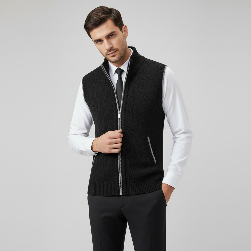 Gilet Uomo Maglia Strutturata Senza Maniche